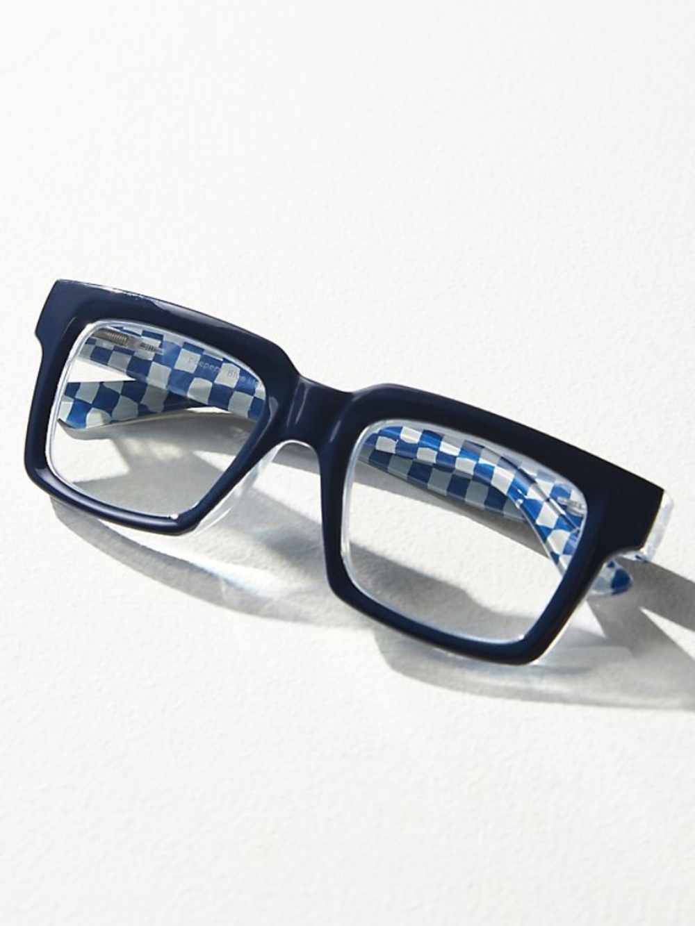 New Anthropologie Peepers Navy Check Blue Light Filtering Glasses